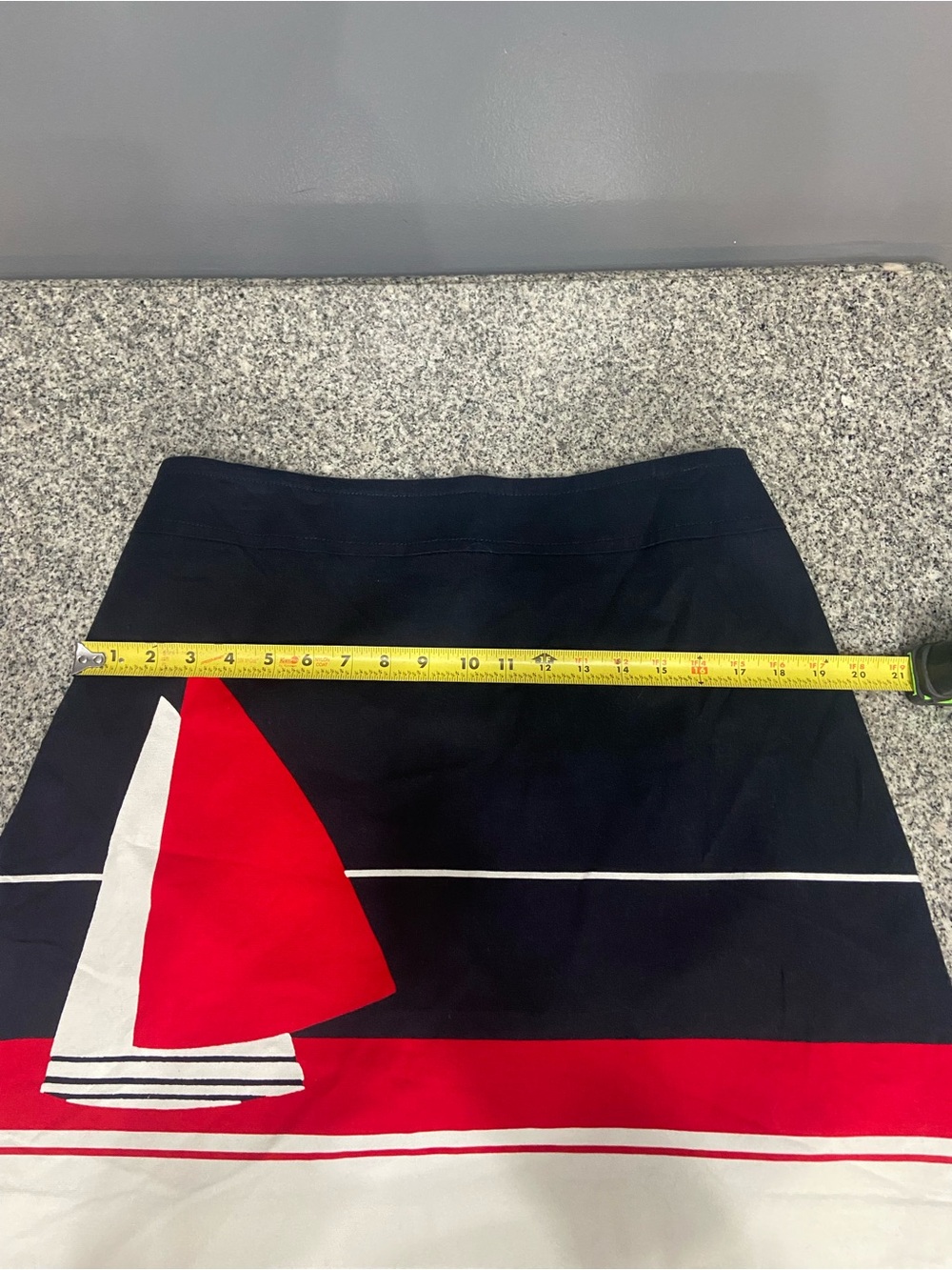 Vintage TALBOTS Womens Petites Nautical Sailboat Skirt Navy Blue Red White 14WP - Picture 15 of 16